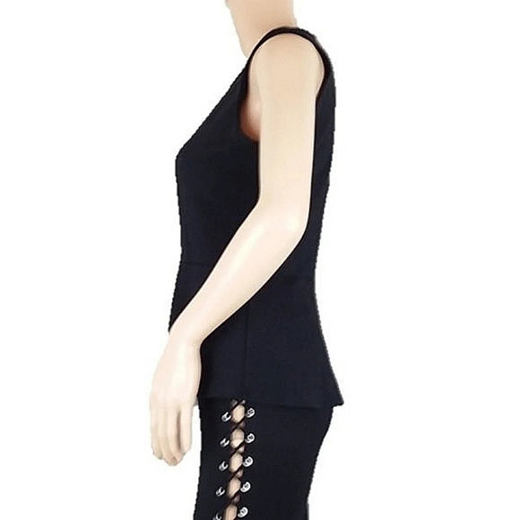 Saks Fifth Avenue Black Embellished Peplum Top - Picture 3 of 6